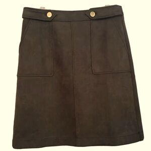 NWT Loft Dark Olive Green Ultrasuede Stretch A-line Skirt Size 8